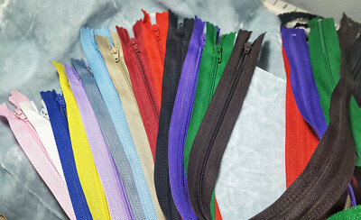 Regular Nylon Coil Plastic Closed End Zippers 7'' 9'' 12'' 16'' 22'' choose colors