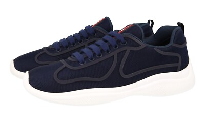 PRADA Americas Cup Sneakers - 4E3390 - Navy Blue White - NEW - US