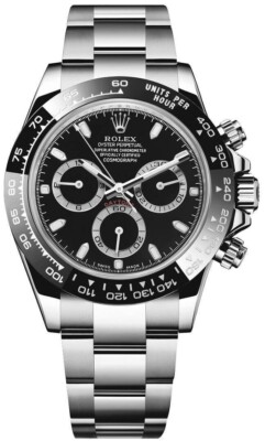 Rolex Cosmograph Daytona 40mm Black Dial Bezel Men's Steel Watch 116500LN-0002
