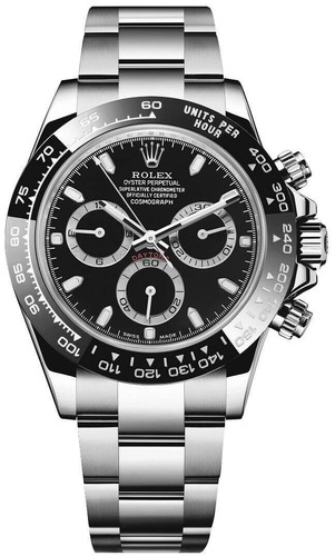 Rolex Cosmograph Daytona 40mm Black Dial Bezel Men's Steel Watch 116500LN-0002