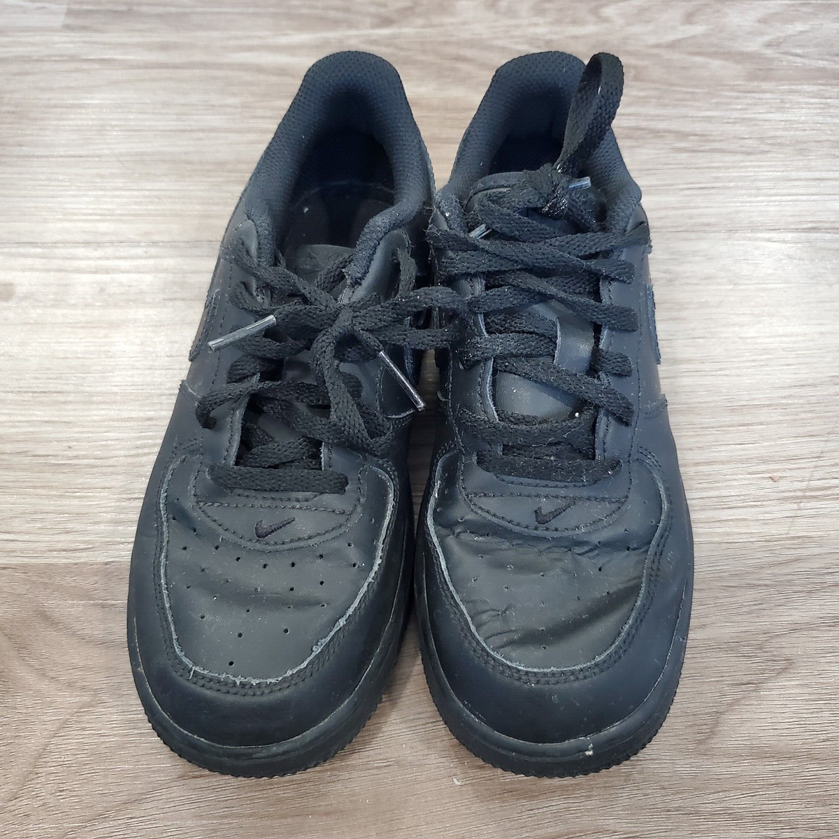 Nike Air Force 1 One 314193-009 Black Low Top Shoes Youth Size 3Y