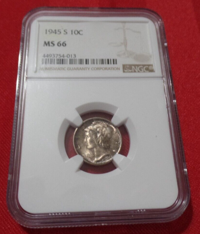 1945-S Mercury Dime NGC MS 66 Silver Very nice toning !!!NICE!!!