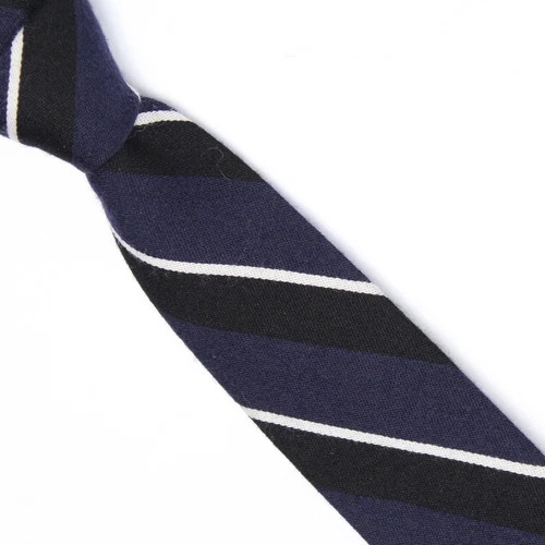 NWT J Crew Necktie Mens Navy Blue Black White Stripe Wool Silk Blend Tie USA
