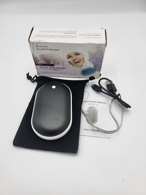 Pebble Hand Warmer & Power Bank Black Multi-Functional Portable Double Sided Hot