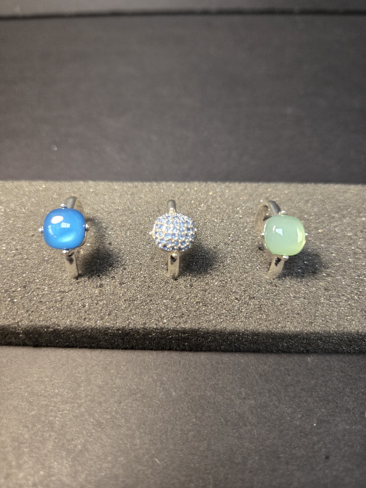 2017 Avon Blue Stackable Cocktail Ring Set - 3 Ri… - image 1