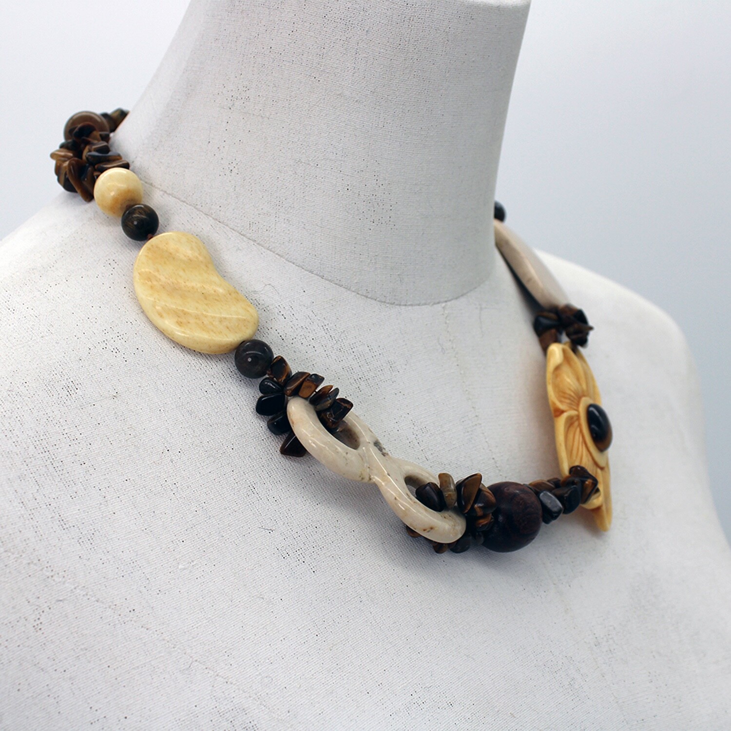 Unique Artisan Crafted Statement Necklace Tiger's… - image 4