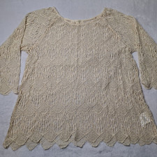 Y2K Hint of Mint Sheer Lace Top Sz XL Ivory Fairy Coquette Dainty Feminine 90s