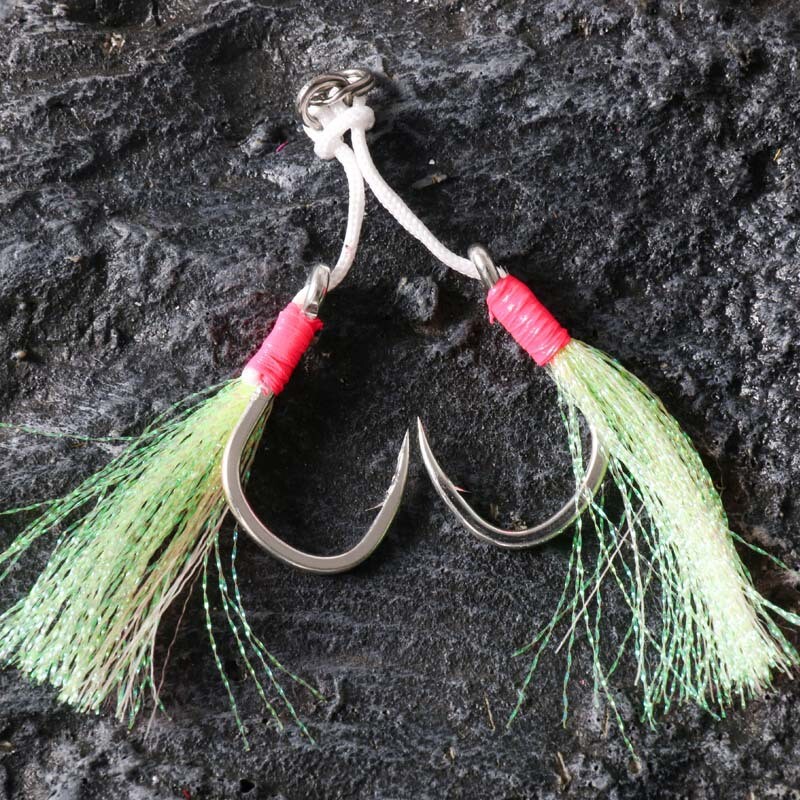 4 Paia Di Ami Doppi BKK8062 5X Per Jig, Con Piume Luminose, Per Pesca In Acqua Salata - Foto 4