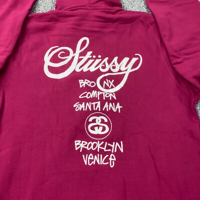 Stussy World Tour Hoodie Mens XL Wine Hooded Sweatshirt NWT | eBay