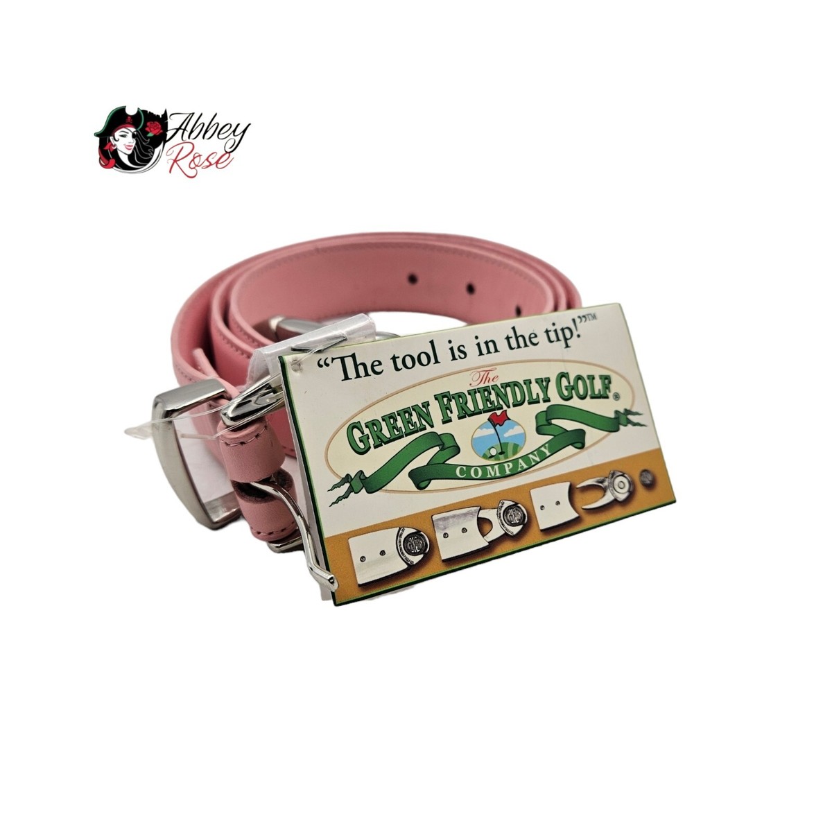 Green Friendly Golf Belt Buckle Built In Divot Tool Pink Pattern