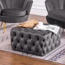 Large Square Footstool Chesterfield Button Puffe Stool Coffee Table Window Seat