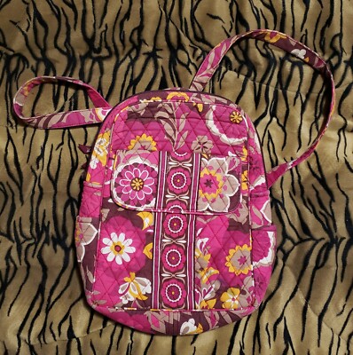 VERA BRADLEY Backpack Purse Boho Carnaby Pattern Retired Pinks Yellow Tan EUC