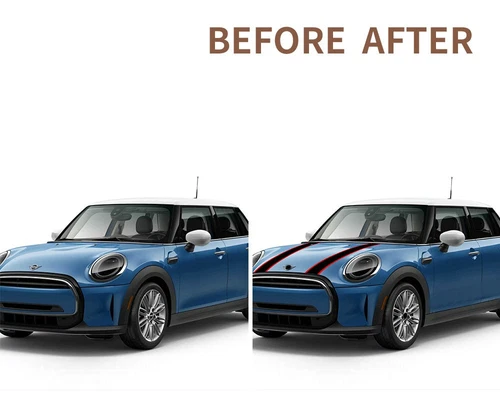 Car Hood Decal Sticker For MINI Cooper F55 F56 Bonnet Engine Cover Racing Stripe - Foto 7 di 32