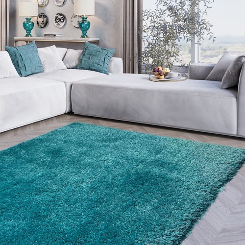 RugBerry 2x3 Turquoise Area Rug Soft Fluffy Shaggy Modern Indoor Shag Carpet - Picture 6 of 6