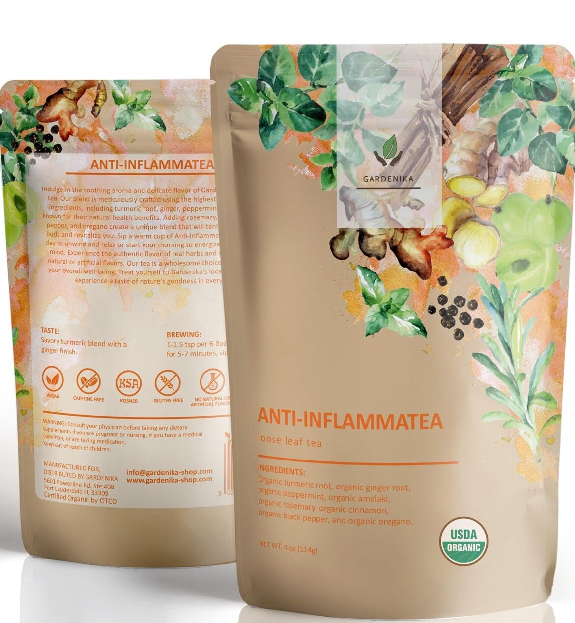 Loose Leaf Tea With Ginger, Tumeric, Peppermint, Black Peppe