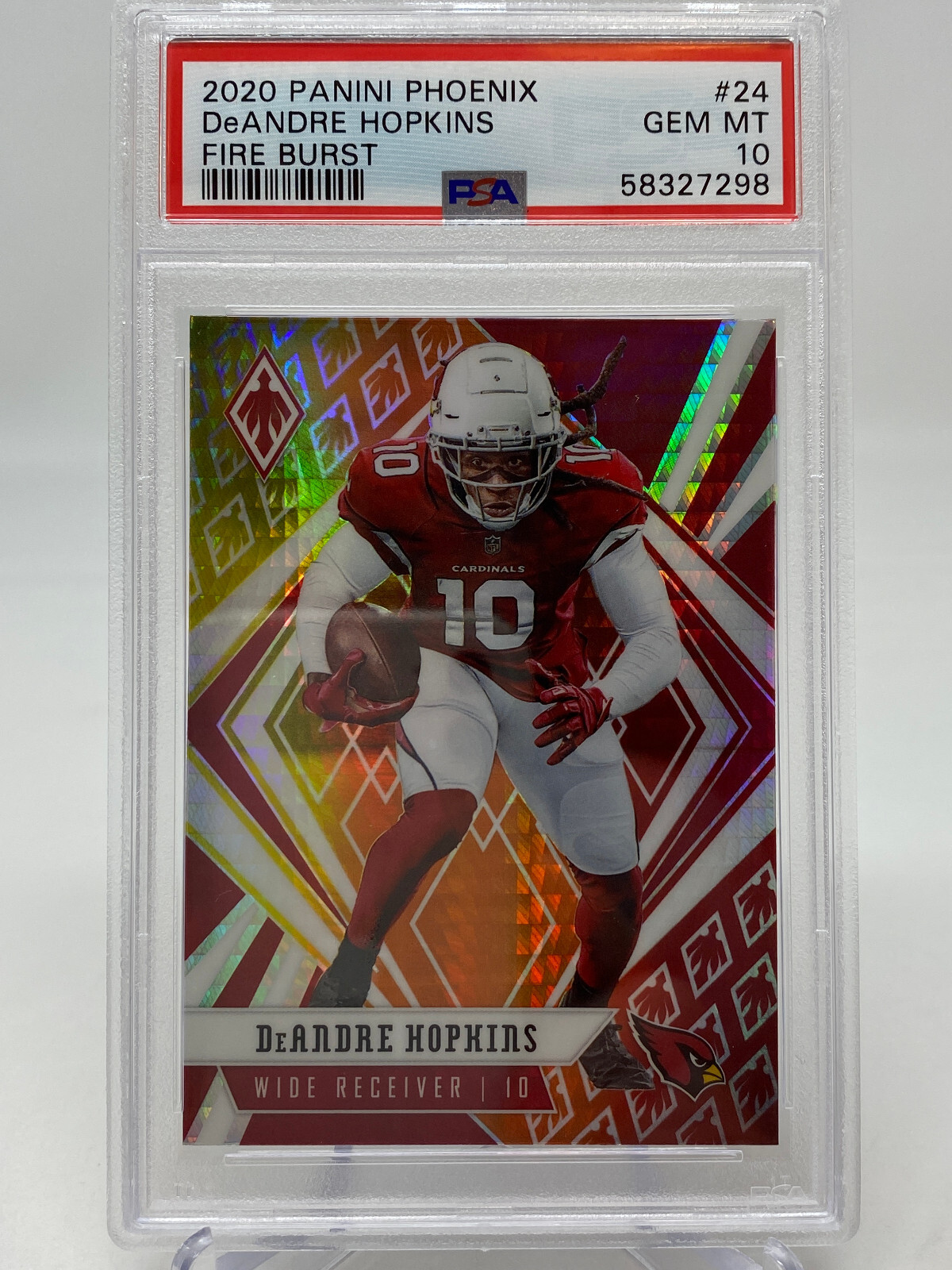 2020 Panini Phoenix #24 DeAndre Hopkins Fire Burst PSA 10 view 10