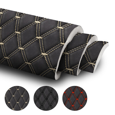 63'' Quilted Vinyl Faux Leather Fabric Foam Backed Car Upholstery Continuous Yard