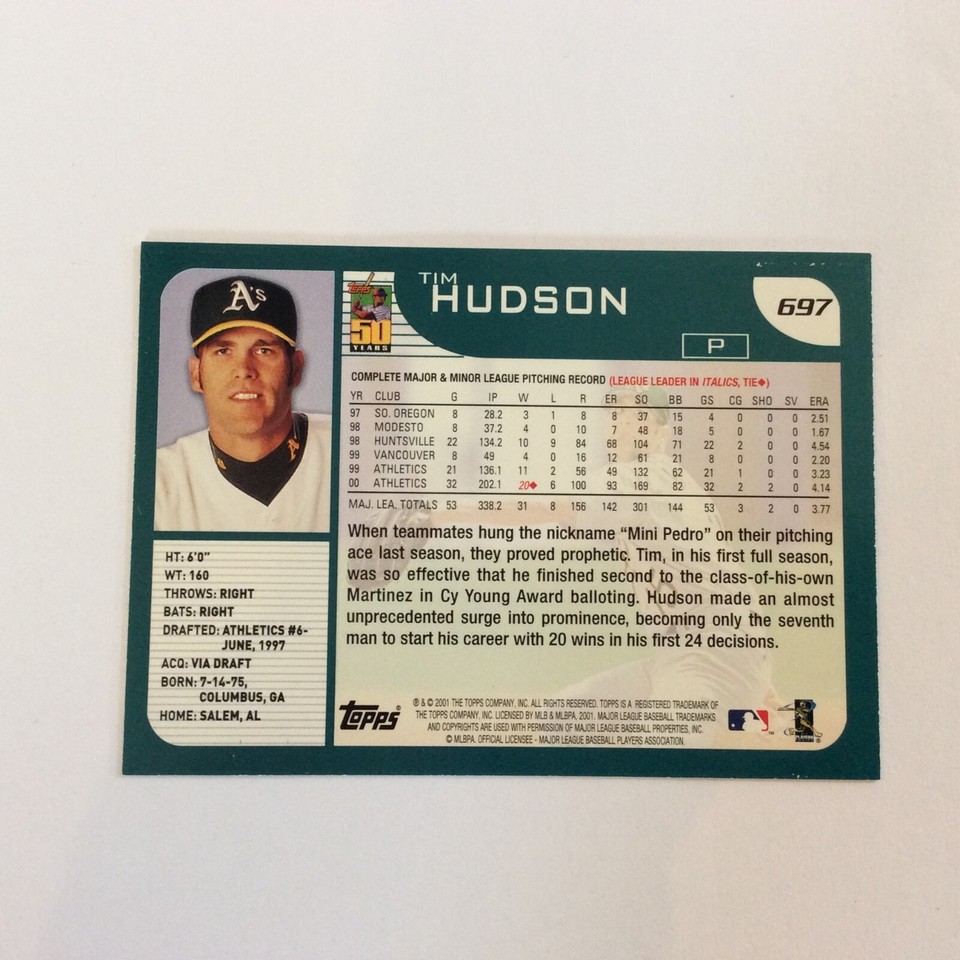 2001 Topps #697 Tim Hudson Oakland Athletics | eBay