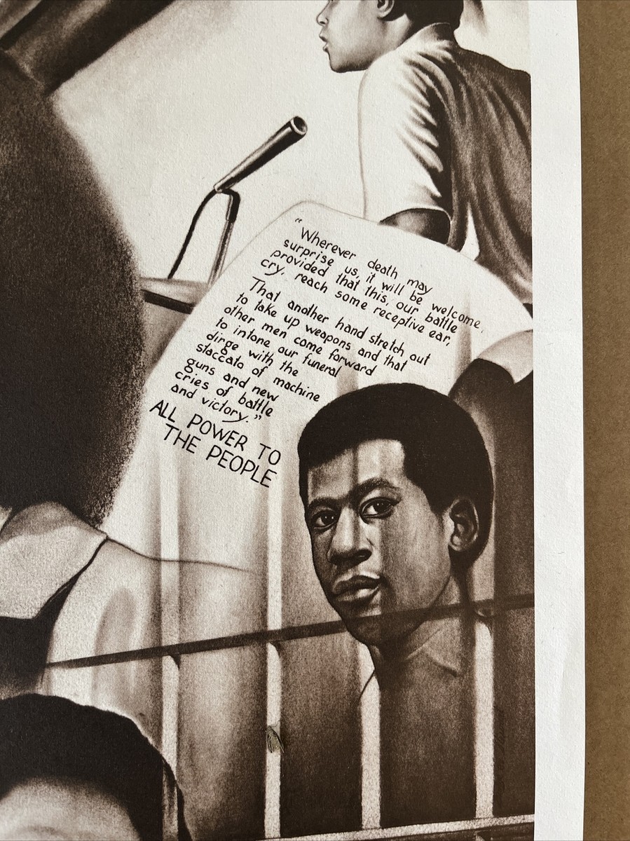 Vintage Poster Angela Davis Black Panthers Political Illustration
