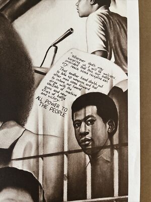 Vintage Poster Angela Davis Black Panthers Political Illustration