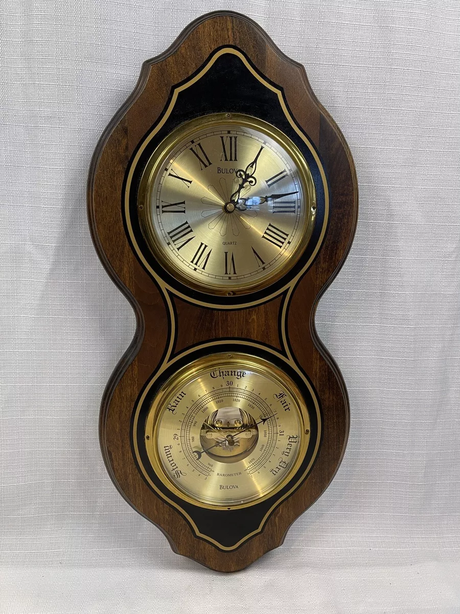 Bulova Quartz Wall Clock Barometer Battery Powered France 2180