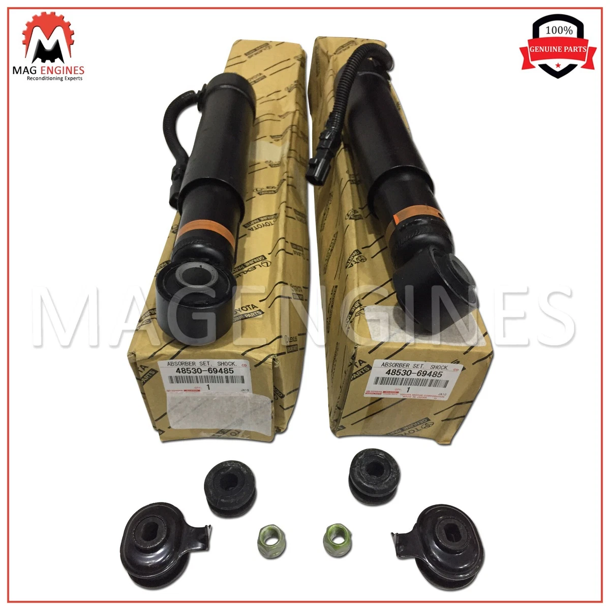 48530-69485 x 2 GENUINE OEM REAR SHOCK ABSORBERS, RH & LH SET  