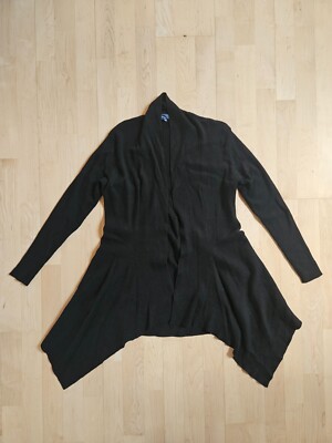 Select by Lugani Damen Strickjacke Weste offen schwarz 38 S langarm Zipfel