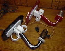 2 Vintage Retro Modern Red & Blue Bakelite Wall Lamp Sconces - AS IS