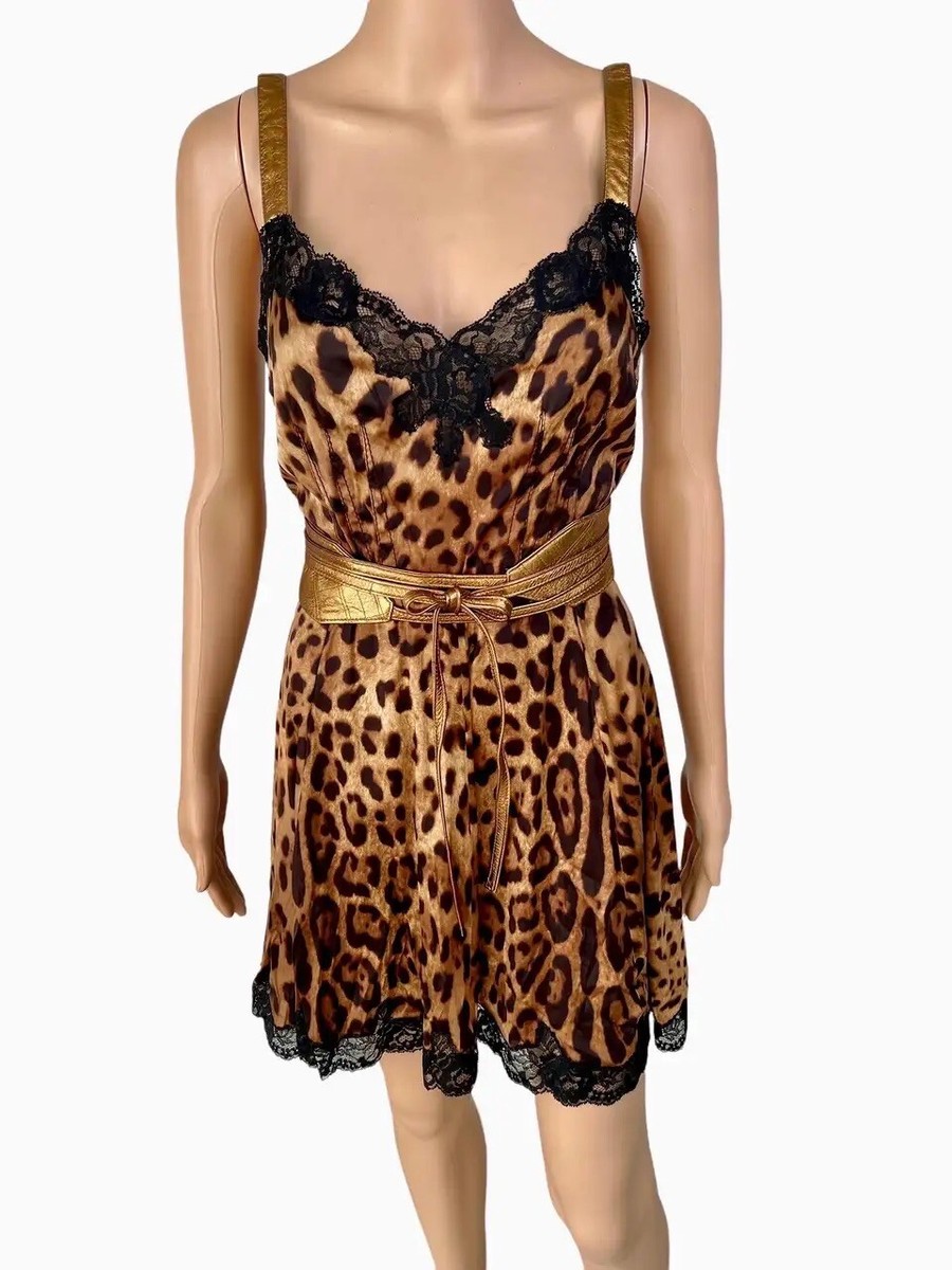 Dolce & Gabbana Unworn Lace Leopard Print Belted Silk Dress | eBay Dolce & Gabbana Unworn Lace Leopard Print Belted Silk Dress | eBay