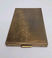 Vintage Pilcher Mirrored Gold Tone Brass Compact Case With Original Puff  