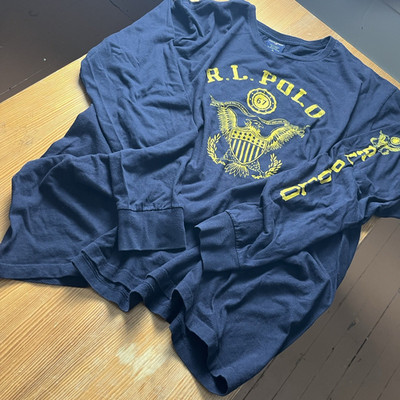 Rare Vtg 90s Polo sport Ralph lauren mens Xl longsleeve shirt Navy eagle RL