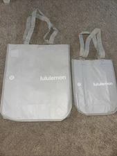 Lululemon Reusable Totes Large And Small Lunch Beige/tan White SIZE NWT Shoppers