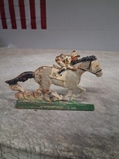 Vintage 7" Cast Iron Race Horse with Jockey Charlestown WV 7"x4"