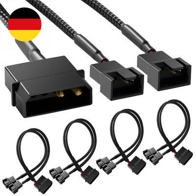 4 Stücke Molex auf Lüfter Adapter Kabel, 4 Pin Molex auf 2 x 3 Pin / 4 Pin PMW 1