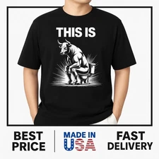 Bull sitting toilet humor sketch T-Shirt HOT ITEM