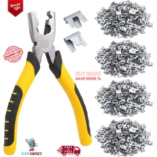 1200Pc Wire Cage Clips with Hog Ring Pliers for Bird Rabbit Chicken Quail fence