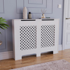 Oxford Radiator Cover White - Medium - Traditional Cross Pattern Design for Opti