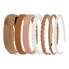 7 Pcs Headbands for Women Girls, Non Slip Cute Pearl 1 Count Pack of 7 Khaki2