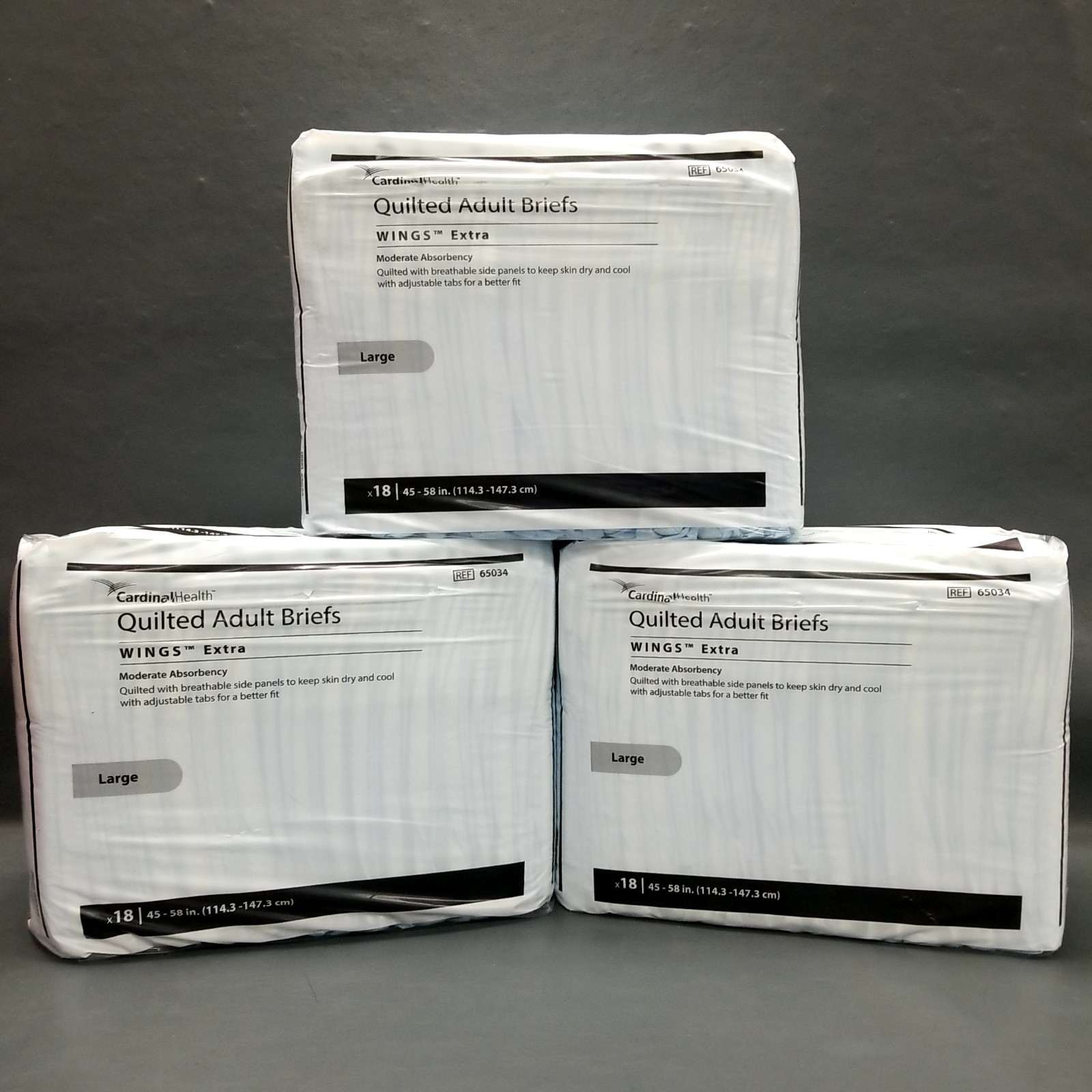 HUGE LOT Cardinal Health Quilted Adult Briefs Moderate Sz Large 3 Packs of 18