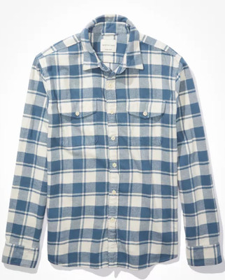 American Eagle Blue Super Soft Flannel Shirt, Large