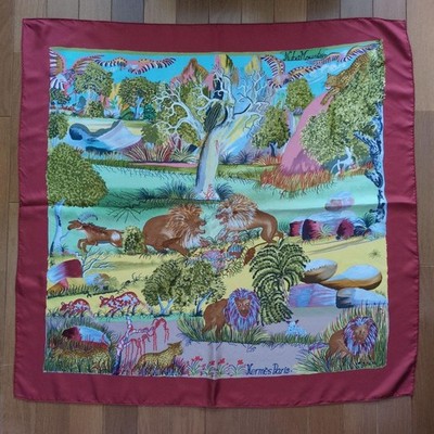 Authentic HERMES Carre 90 Scarf Nuba Mountain Silk Multicolor SK1432