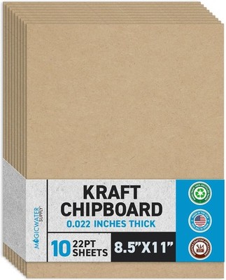 MagicWater Chipboard Sheet for DIY Projects - 8.5x11 Inch - 10 Pack - 22 pt -