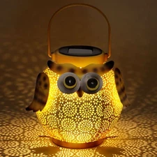 Solar Owl Lantern Hanging LED Lights Garden Home Waterproof Yard Art Lamp Decor