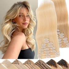 Russian Remy Clip In Real Human Hair Extensions 8Pcs with 18Clips Long Full Head