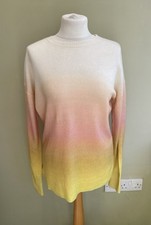 Boden Yellow Pink Ombr Cashmere Jumper Size 8 Round Neck
