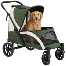 PawHut Foldable Pet Stroller for Large Dogs, Dark Green
