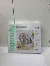 Ingenuity Flora the Unicorn Soothing Bouncer with Plush Fabrics and Melodies