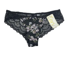 Teri Lingerie Floral Print Lace Back Cheeky Panty Womens Small