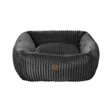 Charlie's Pet Ascher Plush Corduory Square Pet Nest (Grey) - Medium