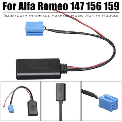 MARKENLOS Adaptador de música Bluetooth auxiliar radio cable estéreo 12V para Alfa Romeo 147 156 159
